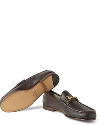 Gucci Horsebit Grained Leather Loafers