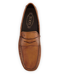 Tod's Leather Penny Driver Slip On Brown