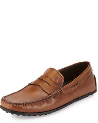 Tod's Leather Penny Driver Slip On Brown