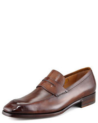 Silvano Sassetti Leather Penny Loafer Brown