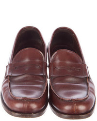 Prada Leather Round Toe Loafers