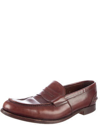 Prada Leather Round Toe Loafers
