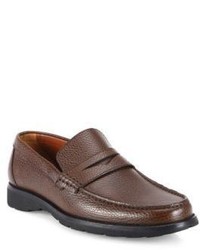 a. testoni Pebbled Leather Penny Loafers