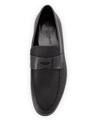 Giorgio Armani Perforated Leather Penny Loafer Black