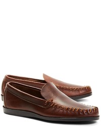 Brooks Brothers Rancourt Co Leather Whipstitch Vent Loafers