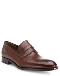 Fratelli Rossetti Rimini Etched Castagna Penny Loafers