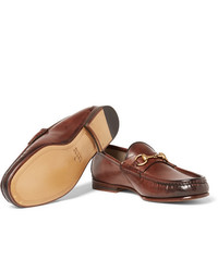 Gucci Roos Horsebit Burnished Leather Loafers