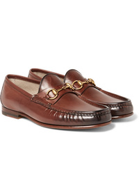 Gucci Roos Horsebit Burnished Leather Loafers