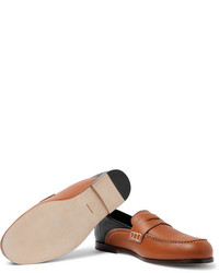 Loewe Two Tone Textured Leather Collapsible Heel Loafers