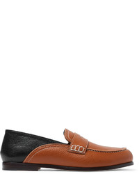 Loewe Two Tone Textured Leather Collapsible Heel Loafers