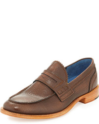 Robert Graham Worth Pebbled Leather Penny Loafer Cognac