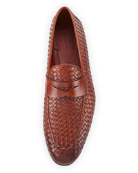 Magnanni Woven Leather Penny Loafer Light Brown