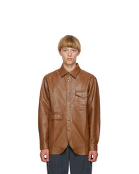 Brown Leather Long Sleeve Shirt