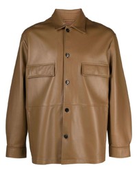 Closed Button Up Leather Shirt