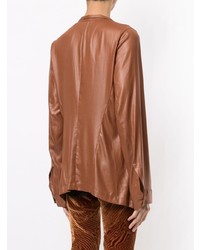 Ann Demeulemeester Faux Leather Open Front Shirt