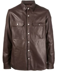 Rick Owens Luxor Long Sleeved Leather Shirt