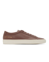 Common Projects Burgundy Pebbled Achilles Low Sneakers