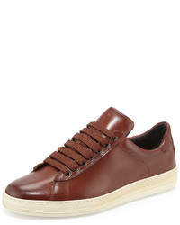 Tom Ford Russel Leather Low Top Sneaker Brown