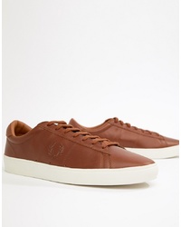 Fred Perry Spencer Waxed Leather Trainers In Tan