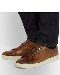 Tom Ford Warwick Burnished Leather Sneakers