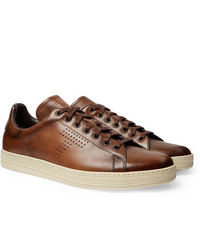 Tom Ford Warwick Burnished Leather Sneakers