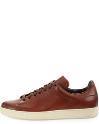 Tom Ford Warwick Leather Low Top Sneakers Brown