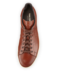 Tom Ford Warwick Leather Low Top Sneakers Brown