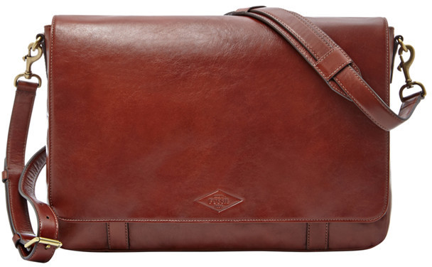 Fossil Aiden Leather Messenger Bag in Brown for Men