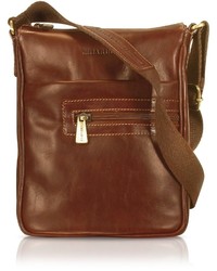 Chiarugi Handmade Brown Genuine Leather Vertical Cross Body Bag