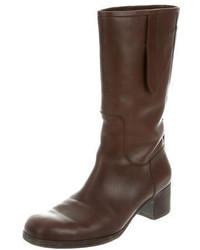 Jil Sander Leather Mid Calf Boots
