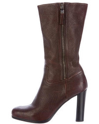 Prada Leather Mid Calf Boots