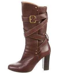 Chloé Leather Mid Calf Boots