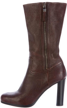 Prada Leather Mid Calf Boots, $145 | TheRealReal | Lookastic