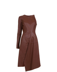 Brown Leather Midi Dress