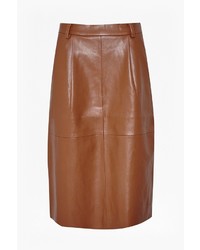 french connection brown leather skirt