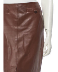 Oscar de la Renta Leather Skirt