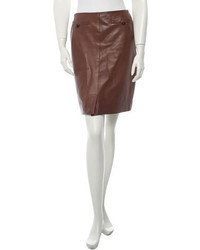 Oscar de la Renta Leather Skirt