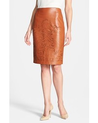 SUNDAY IN BROOKLYN Laser Cut Faux Leather Pencil Skirt