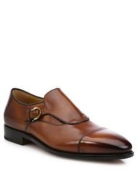 Salvatore Ferragamo Faustino Leather Monk Strap Shoes