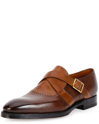 Bally Schuman Leather Monk Strap Shoe Brown