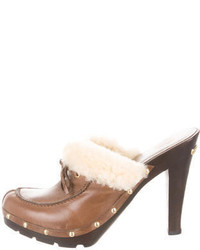 Michl By Michl Kors Leather Shearling Clogs