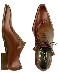 Forzieri Brown Italian Handcrafted Leather Cap Toe Dress Shoes