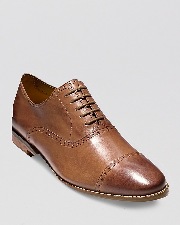 Cole Haan Wayne Cap Toe Oxford Tan Leather Mens Dress Shoes C30689 Size 9.5-12