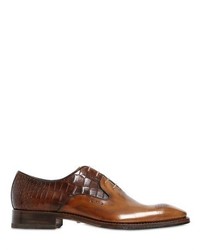 Croc Embossed Leather Oxford Shoes