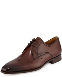 Magnanni For Neiman Marcus Perforated Leather Oxford Mid Brown