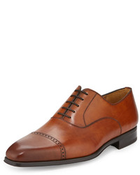 Magnanni For Neiman Marcus Wolden Lace Up Leather Oxford Cognac