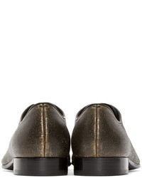 Haider Ackermann Gold And Black Distressed Leather Oxfords
