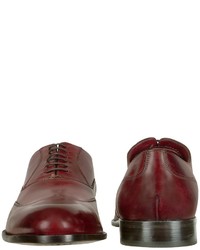 Fratelli Borgioli Handmade Burgundy Italian Leather Wingtip Oxford Shoes