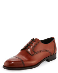 Brioni Leather Lace Up Oxford Shoe Brown