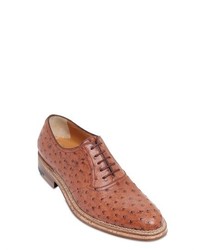 a. testoni Ostrich Leather Oxford Lace Up Shoes